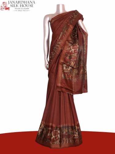 Pure Floral Zari Tussar Silk Saree